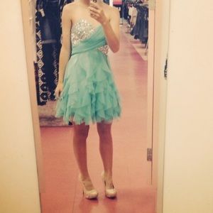 Deb Teal-Sequin Homecoming Dress